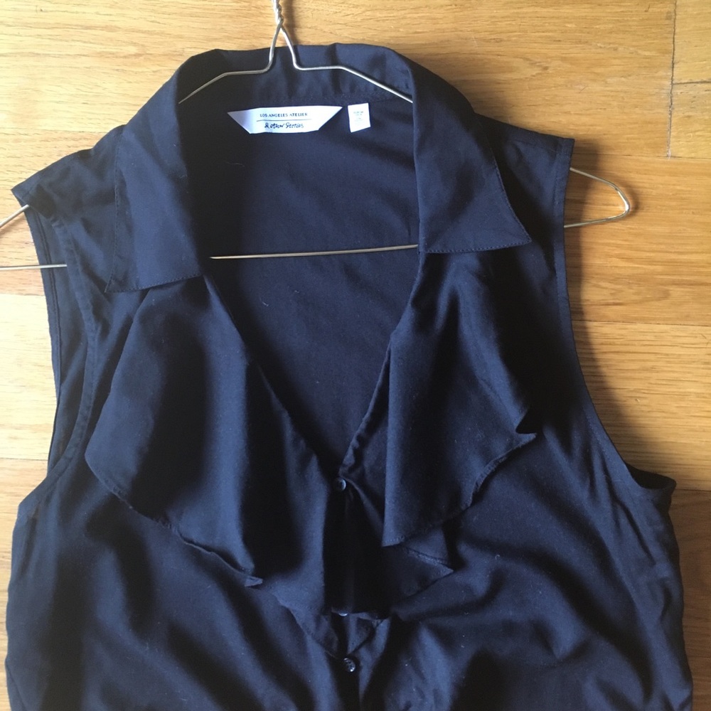 & Other Stories Ruffle Crop Top Tie Black Size 8 - Picture 3 of 8